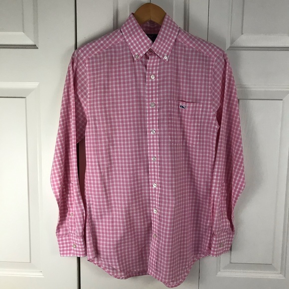 Vineyard Vines Slim Fit Tucker Shirt Pink Gingham - Picture 2 of 6
